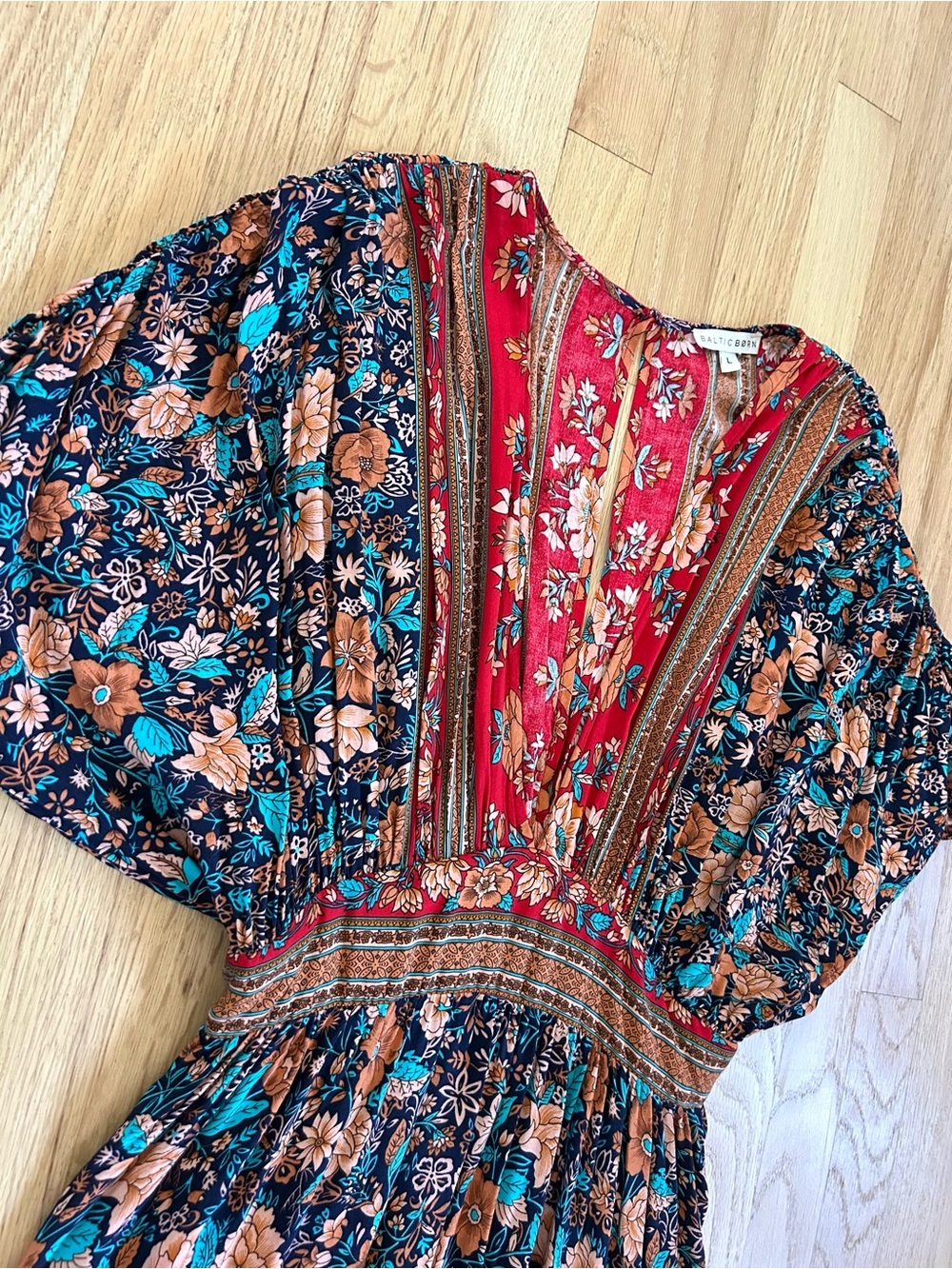 BALTIC BORN leanne midi dress boho paisley floral festival fall size L - Picture 9 of 13